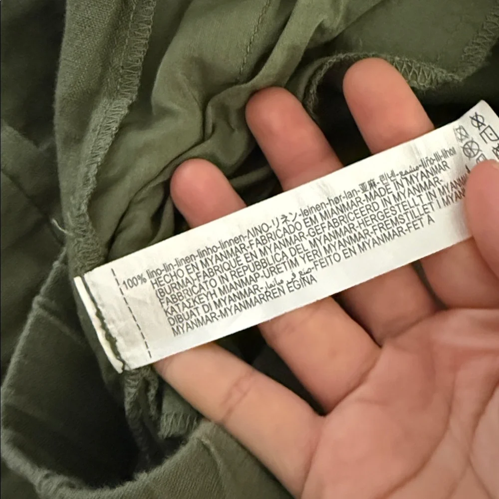 Zara 100% Linen Pull On Trouser Relaxed Pants. Size L - Picture 6 of 7